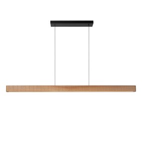 Bannister 150cm Ljust trä taklampa från Lucide - F&ouml;r att passa olika milj&ouml;er och behov kan f&auml;rgtemperaturen enkelt justeras vid installation via en DIP-switch, fr&aring;n varmt och ombonat ljus till ett klarare vitt ljus.
