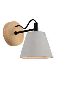 Possio 20cm Grå vägglampa från Lucide - Sk&auml;rmen &auml;r gjord av gr&aring; betong som ger ett r&aring;tt och industriellt uttryck.
