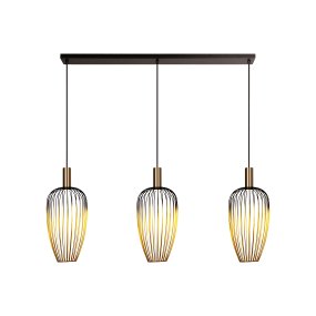 Aurelie 115cm Guld taklampa från Lucide - Ljusk&auml;llorna &auml;r placerade i spotlightsen h&ouml;gst upp i sk&auml;rmarna och riktar ljuset ned&aring;t.