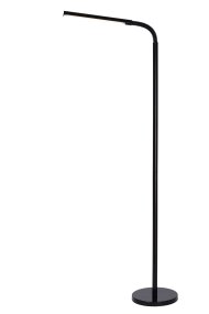 Gilly Svart golvlampa från Lucide - Den &auml;r utrustad med integrerad LED-belysning och har en r&ouml;rlig arm som g&ouml;r det enkelt att rikta LED-panelen precis dit du vill ha ljuset.