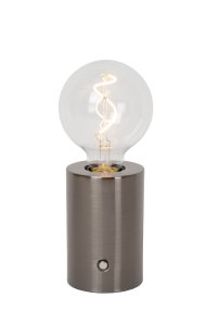 Vivo 23cm Mörkgrå portabel från Lucide - En E27 ljusk&auml;lla p&aring; 1W ing&aring;r och ger ett svagt, varmvitt sken.