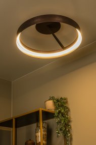 Leonard Ø55 Brun plafond från Lucide - Leonard &auml;r en modern plafond som kombinerar en metallisk brun finish med stilrena svarta detaljer.