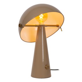 Barone 52cm Taupe bordslampa från Lucide - Den karakt&auml;ristiska sk&auml;rmen kan vinklas f&ouml;r att skapa ett unikt uttryck och f&ouml;r att rikta ljuset precis dit du vill ha det.