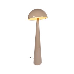 Barone Taupe golvlampa från Lucide - Barone &auml;r en elegant golvlampa i metall med en blank finish i taupe och stilfulla detaljer i m&auml;ssing.