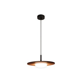 Carmino Ø38 Terracotta taklampa från Lucide - Carmino takpendel har ett modernt uttryck med en platt sk&auml;rm av tr&auml; i en varm terrakottaf&auml;rg.