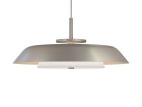 Horisont Ø43 Champagne taklampa från Belid - Utrustad med integrerad LED med med 1200lm och en f&auml;rgtemperatur p&aring; 2700K skapar den en varm och behaglig atmosf&auml;r i rummet.