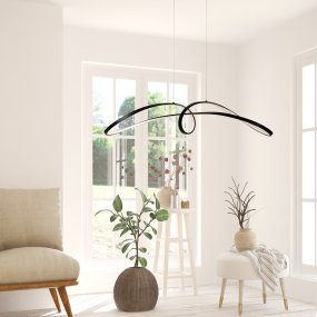 Curve 92cm Svart taklampa från Maytoni - Curve blir ett imponerande inslag i varje modern inredning och s&auml;tter tonen f&ouml;r ett stilrent och sofistikerat hem.