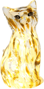 Katt 22cm Brun/vit bordslampa från Pixie Design - Denna dekorativa bordslampa i glas &auml;r formad som en elegant katt och har en marmorerad yta i bruna och vita f&auml;rger som ger varje exemplar ett unikt uttryck.