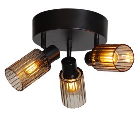 Kiera 3 Svart/amber spotlight från Cottex - Kombinationen av svart metall och amberf&auml;rgat glas ger Kiera ett varmt och elegant uttryck som passar i flera olika rum.