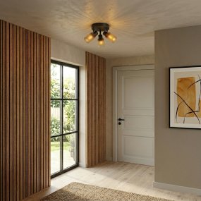 Kiera 3 Svart/amber spotlight från Cottex - Kombinationen av svart metall och amberf&auml;rgat glas ger Kiera ett varmt och elegant uttryck som passar i flera olika rum.