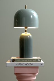 Rico 43cm Blå bordslampa från Leitmotiv - Lampfoten i en dov jeansbl&aring; nyans kombineras med en ljusare bl&aring; sk&auml;rm, vilket skapar en mjuk och modern kontrast.