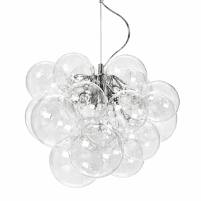 Lustro Ø40 Transparent taklampa från By Rydéns - Lustro &auml;r en dekorativ och elegant pendel i kromad metall med flera klara glaskupor i ett klusterformat.
