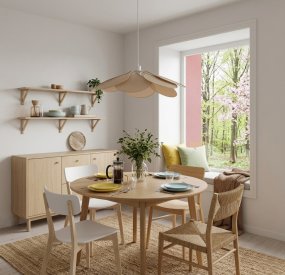Magnolia Ø80 Beige taklampa från Cottex - Lampan har en stomme i metall och mjukt formade blad kl&auml;dda i beige textil, vilket skapar en vacker och luftig silhuett.