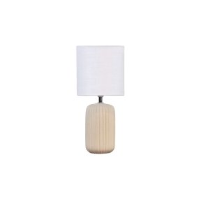 Palizzo 33cm Beige bordslampa från Nordic Lighting - Palizzo bordslampa har en keramisk fot i beige f&auml;rg med eleganta vertikala r&auml;fflor och en vit linnesk&auml;rm.