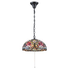 Larissa Ø38 Flerfärgad från Elstead Lighting - Larissa &auml;r en dekorativ takpendel i klassisk Tiffany-stil, tillverkad av st&aring;l med en vacker finish i vintagebrons.