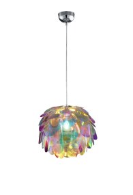 Clover Ø40 Flerfärgad taklampa från Trio Lighting - Lampan har plastblad i regnb&aring;gens f&auml;rger &ndash; lila, r&ouml;tt, gr&ouml;nt, bl&aring;tt och gult &ndash; och tillf&ouml;r en glad atmosf&auml;r.