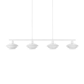 Stealth 120cm Vit taklampa från Nordic Lighting - Stealth &auml;r en stilren taklampa i vit metall med fyra ned&aring;triktade sk&auml;rmar som ger ett behagligt, riktat ljus &ouml;ver exempelvis matbord eller k&ouml;ks&ouml;.