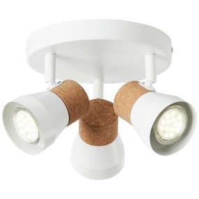 Moka 3 Vit spotlight från Brilliant - Moka &auml;r en flexibel spotlight av metall och naturlig kork som g&ouml;r det enkelt att skapa en personlig belysning.