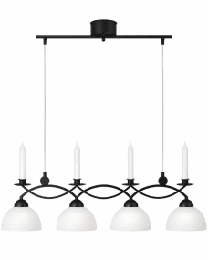 Florens 90cm Svart från Cottex - Floren taklampa i metall och vitt glas kombinerar elegans och funktionalitet med plats f&ouml;r fyra ljus, vilket ger en klassisk touch till ditt hem.