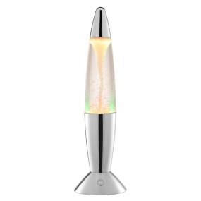 Stormlight 36cm Krom barnlampa från Brilliant - Stormlight &auml;r en dekorativ, b&auml;rbar bordslampa som kombinerar lavalampans klassiska retrodesign med en fascinerande tornadoeffekt.