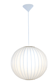 Kanoa Ø40 Vit taklampa från Aneta Lighting - N&auml;r lampan &auml;r t&auml;nd sprids ett behagligt ljus genom tyget och bidrar till en varm och ombonad k&auml;nsla i rummet.