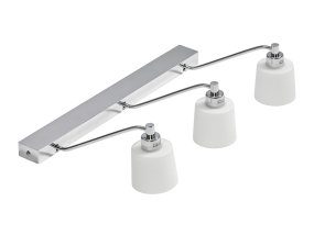 Tärnö 50cm Krom badrumslampa från Armaturhantverk - Den kromade finishen och de vita glasen skapar en elegant kombination som sprider ett mjukt och behagligt ljus, perfekt f&ouml;r spegelbelysning.