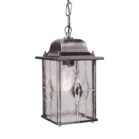 Wexford 16cm Silver från Elstead Lighting - Wexford &auml;r en klassisk h&auml;ngande utomhuslykta tillverkad av aluminium med en elegant finish i m&ouml;rk silver och dekorativa glaspartier med blyinfattat m&ouml;nster.