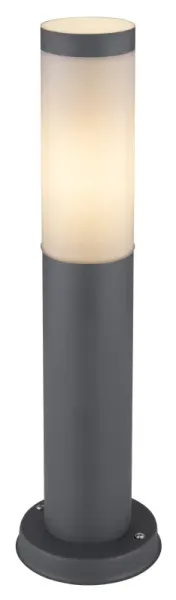 Boston 45cm Antracit pollare från Globo Lighting - Tillverkad i rostfritt st&aring;l med en opalvit plastsk&auml;rm ger den ett mjukt och behagligt ljus.