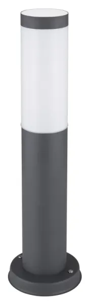 Boston 45cm Antracit pollare från Globo Lighting - Tillverkad i rostfritt st&aring;l med en opalvit plastsk&auml;rm ger den ett mjukt och behagligt ljus.