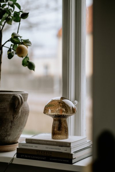 Fungo 20cm Brun bordslampa från Globen Lighting - Varje lampa &auml;r munbl&aring;st och unik, vilket inneb&auml;r att variationer i f&auml;rg, glastjocklek och antal bubblor f&ouml;rekommer.