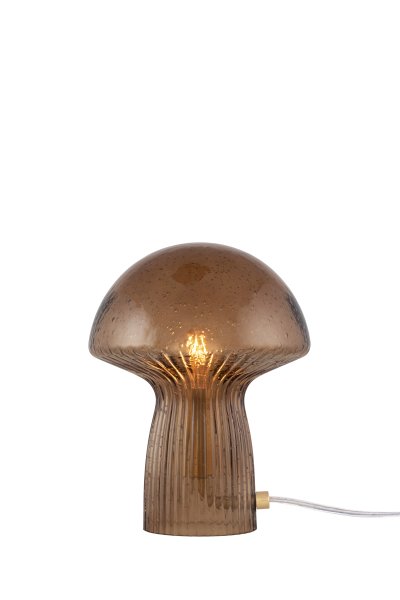 Fungo 20cm Brun bordslampa från Globen Lighting - Varje lampa &auml;r munbl&aring;st och unik, vilket inneb&auml;r att variationer i f&auml;rg, glastjocklek och antal bubblor f&ouml;rekommer.