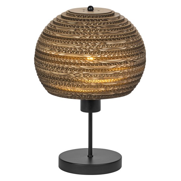 Cardboard Ball 38cm Brun bordslampa från Ledvance - Sk&auml;rmen gjord av flera lager kartong skapar ett vackert ljusspel rummet n&auml;r den &auml;r t&auml;nd och bidrar med en varm och naturlig atmosf&auml;r.