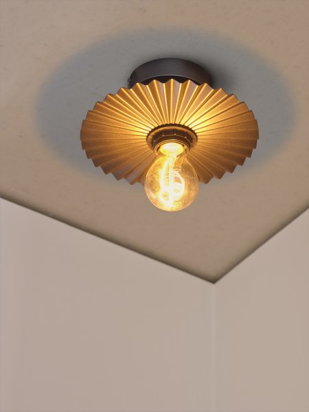 Zoom bild av Plissee Ø20 Mörkgrå plafond från Osram - Den v&aring;giga sk&auml;rmen skapar ett vackert ljusspel i rummet n&auml;r lampan &auml;r t&auml;nd.