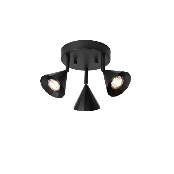 Rain 3 Svart spotlight från CO Bankeryd - Plafonden sprider ett j&auml;mnt ljus som skapar en behaglig atmosf&auml;r, och dess stilrena form g&ouml;r den till en diskret men elegant detalj i alla typer av inredningar.