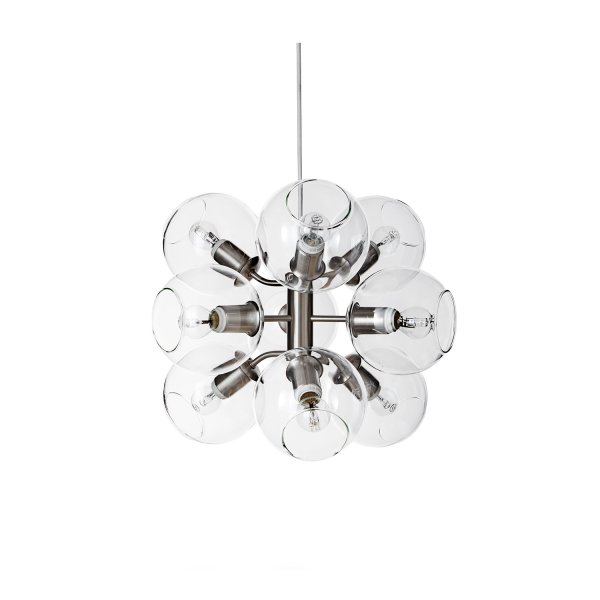 Tage 50 Ø45 Nickel taklampa från CO Bankeryd - Lampan passar att h&auml;ngas h&ouml;gre upp i vardagsrumstaket, i ett sovrum f&ouml;r ett mjukt allm&auml;nljus, eller &ouml;ver ett matbord d&auml;r den tar f&ouml;r sig och blir ett uttrycksfullt blickf&aring;ng.