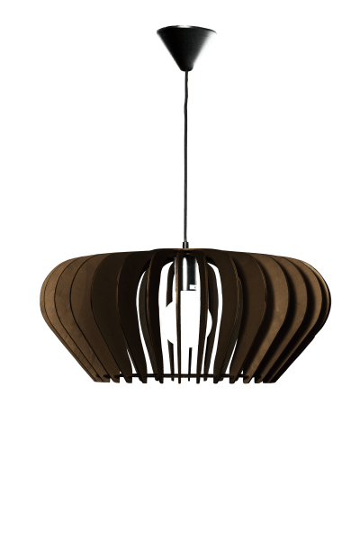 Calyps Ø55 Brun taklampa från Aneta Lighting - Den eleganta taklampan Calyps best&aring;r av plywoodlameller i mjukt rundad form som skapar en vacker ljus- och skuggeffekt.