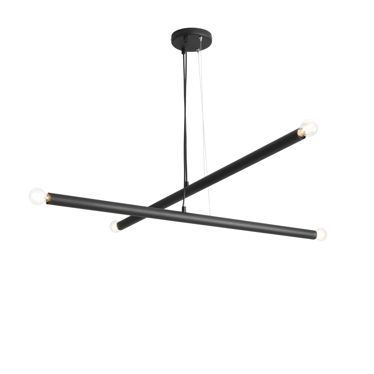 Tubo 4 100cm Svart taklampa från Artera - Varje r&ouml;r &auml;r 100 cm l&aring;ngt med en diameter p&aring; 3,2 cm och har ljusk&auml;llor i b&aring;da &auml;ndarna.