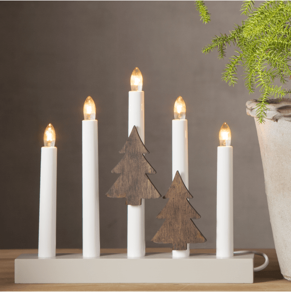 Ljusmanchett 2-pack Brun från Star Trading - &Auml;ndra utseende och dekorera din adventsljusstake eller LED-ljus med dessa julinspirerande dekorationer gjorda utav tr&auml;.