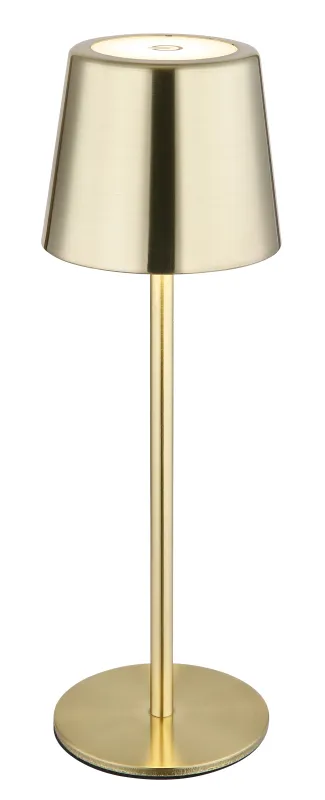 Vancouver 28cm Guld portabel från Globo Lighting - Laddningen sker via den medf&ouml;ljande USB-kabeln, med en laddningstid p&aring; cirka 4 timmar och en lystid p&aring; upp till 6 timmar.