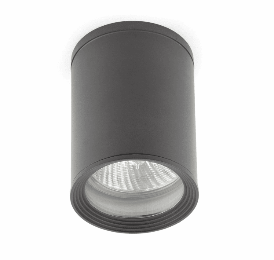 Tasa Grå från Faro Barcelona - Denna tak- och v&auml;gglampa f&ouml;r utomhusbelysning &auml;r tillverkad i h&aring;llbar aluminiumgjutning och har en transparent glasspridare som ger ett klart och fokuserat ljus.