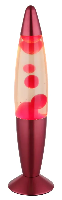 Etna Röd barnlampa från Globo Lighting - Etna &auml;r en fascinerande lavalampa med klar v&auml;tska och r&ouml;tt vax som sm&auml;lter l&aring;ngsamt och skapar hypnotiska ljuseffekter.