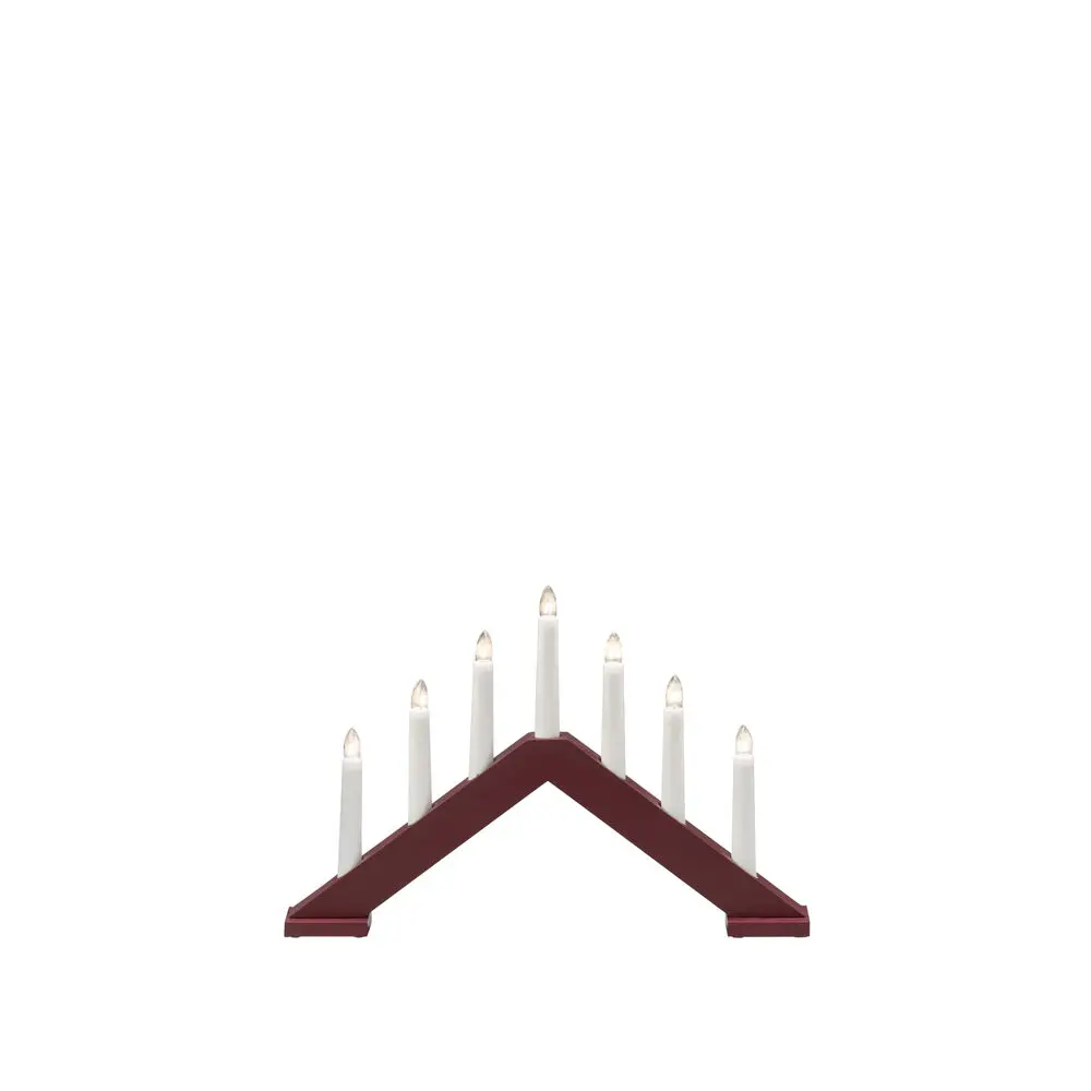 Elljusstake 7ljus Matt mörkröd från Konstsmide - Ge ditt hem en tidl&ouml;s och stilren julk&auml;nsla med denna eleganta adventsljusstake i tr&auml; och matt m&ouml;rkr&ouml;d finish.