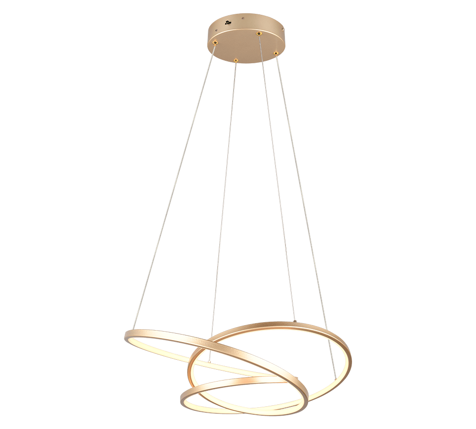 Darvin 64cm Guld taklampa från Trio Lighting - Darvin &auml;r en elegant och modern takpendel som blir ett blickf&aring;ng i vardagsrummet eller matsalen.