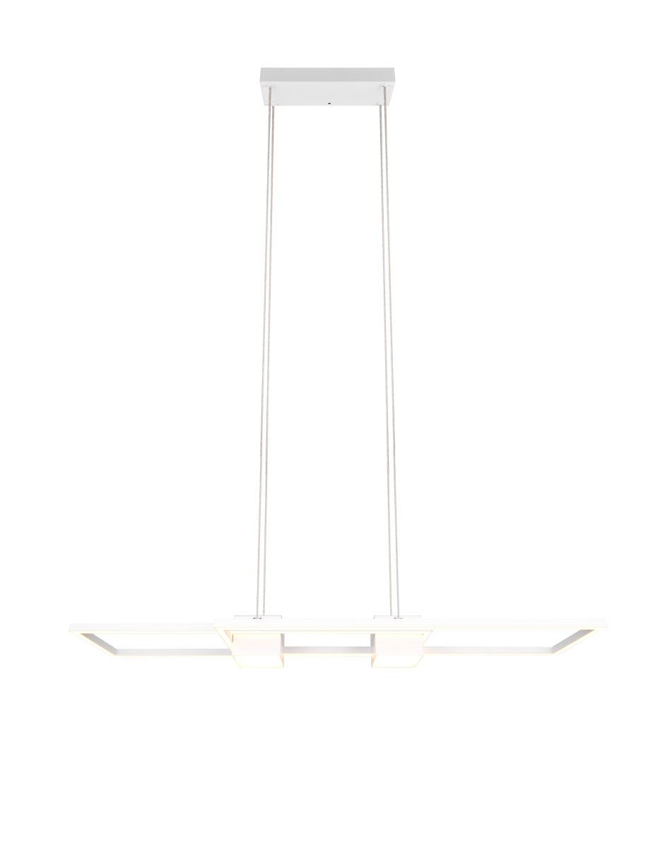 Albany 100cm Vit taklampa från Trio Lighting - De upp&aring;t- och ned&aring;triktade ljuselementen skapar en harmonisk atmosf&auml;r, medan den medf&ouml;ljande fj&auml;rrkontrollen l&aring;ter dig justera b&aring;de ljusf&auml;rg och ljusstyrka efter behov.