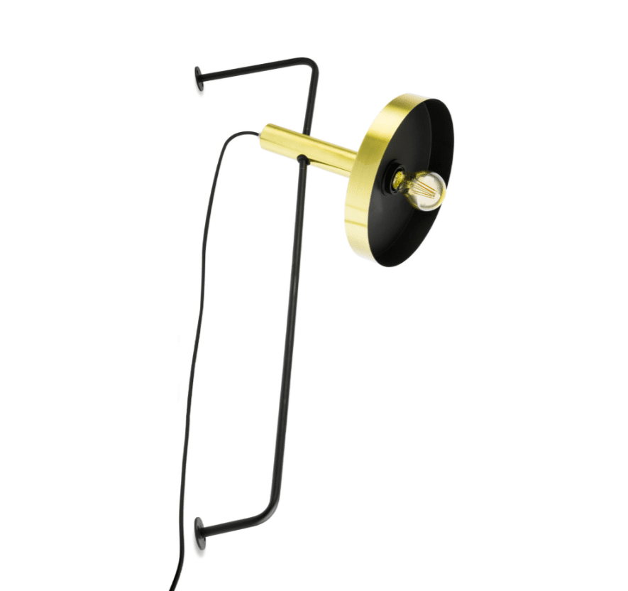 Whizz 84cm Guld/mässing vägglampa från Faro Barcelona - WHIZZ v&auml;gglampa presenterar trendiga ytbehandlingar, s&aring;som kombinationen av satin-guld och svart.