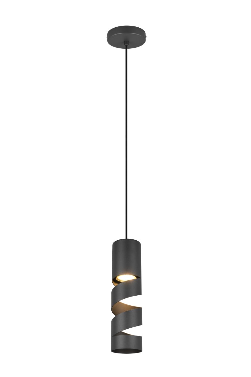Stream 28cm Svart taklampa från Trio Lighting - Stream &auml;r en modern och elegant takpendel som f&aring;ngar blicken med sin unika spiralformade design.