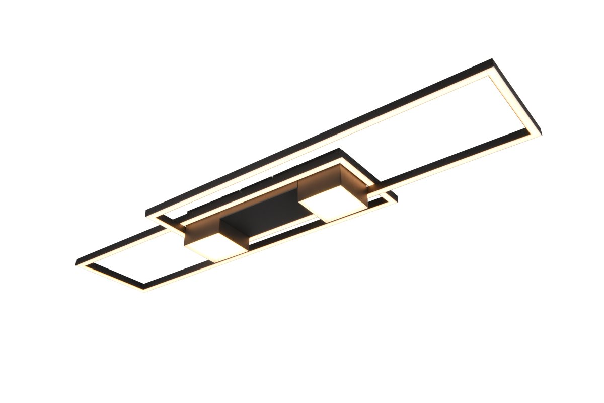 Albany 100cm Svart plafond från Trio Lighting - Albany &auml;r en stilfull och funktionell plafond som imponerar med sin kantiga design och innovativa ljusfunktioner.