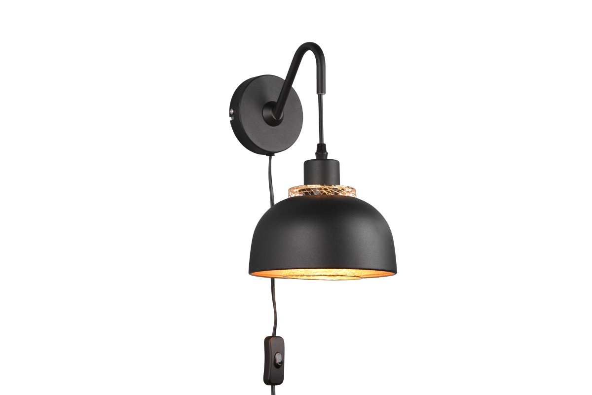 Punch 30cm Svart vägglampa från Trio Lighting - Lampan kan monteras med sladd eller direkt i v&auml;ggen och styras med vanlig str&ouml;mbrytare.