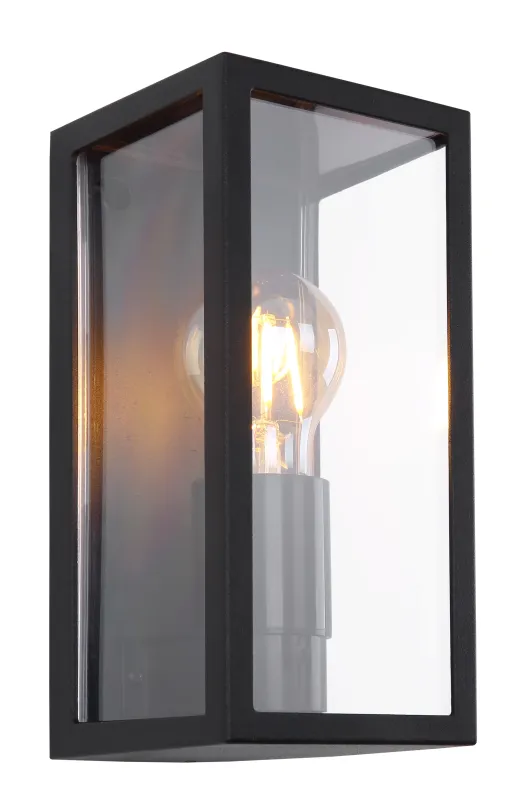 Gundula Svart utelampa från Globo Lighting - Med sin stilrena design i svart pressgjuten&nbsp;aluminium ger den ett elegant intryck samtidigt som den &auml;r v&auml;dert&aring;lig.