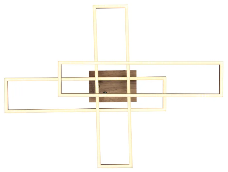 Dakari 100cm Svart plafond från Globo Lighting - Lampan &auml;r tillverkad av mattsvart metall i kombination med en m&ouml;rk MDF-tr&auml;look, vilket ger den en exklusiv och sofistikerad k&auml;nsla.